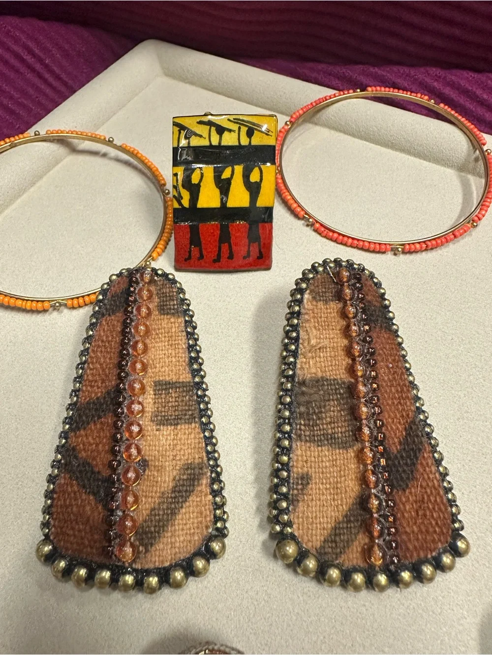 5 Piece Boho & Tribal Statement Jewelry Lot Chico's & Artisan Clip-On Collection